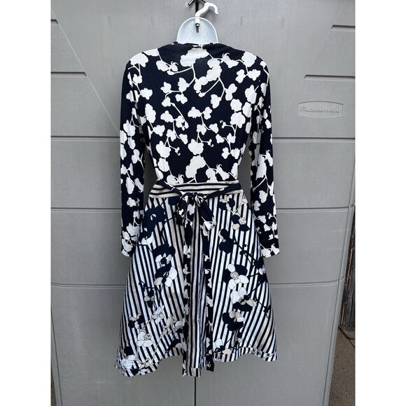 DVF Diane von Furstenberg AMELIA Floral Stripe Wrap Dress Sz 8 FLAWS Preppy Silk - Picture 6 of 14